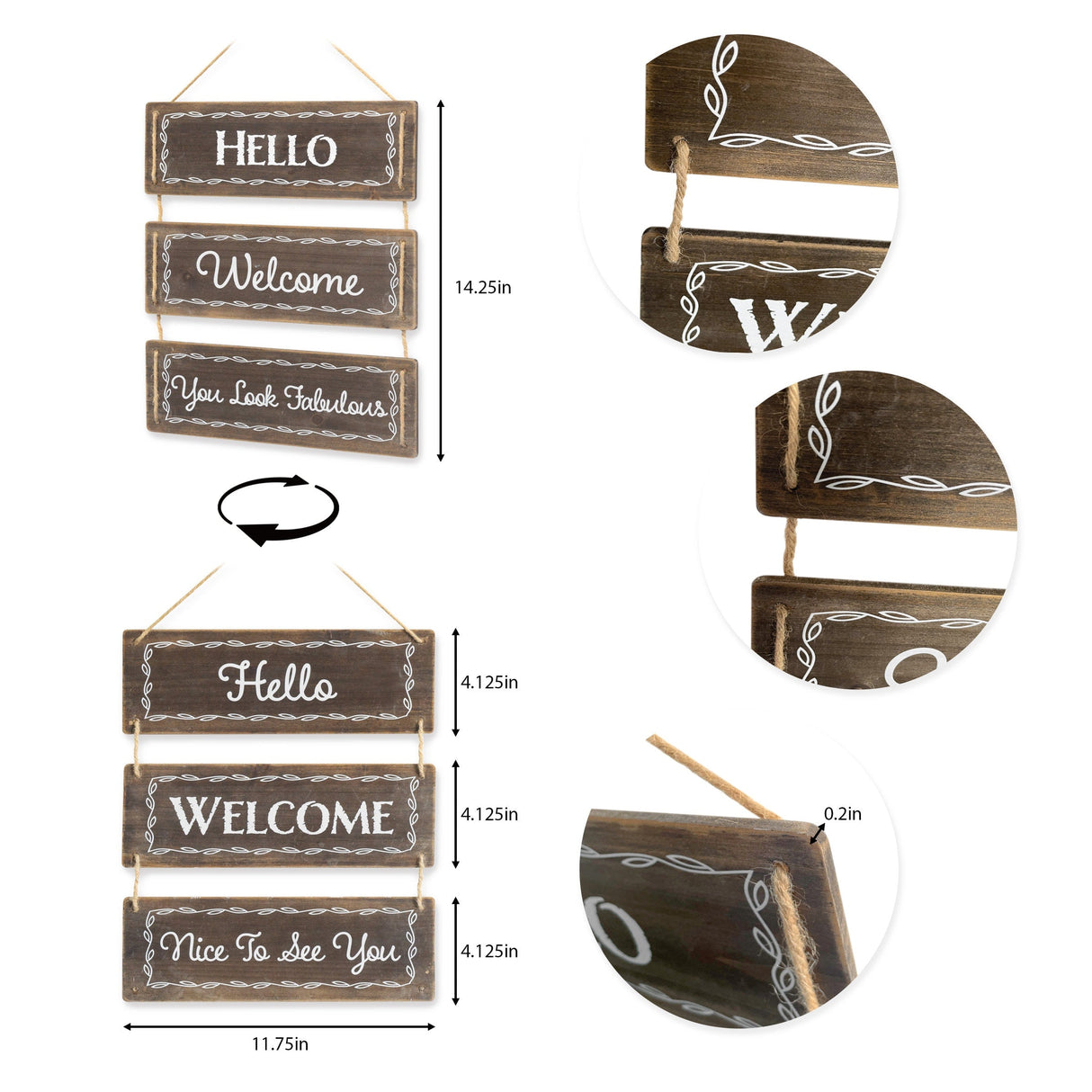 Reversible Wood Wall Hanging Sign for Farmhouse and Living Room