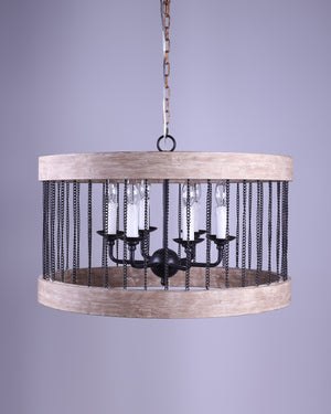 Torin Wood and Metal Cylinder Chandelier