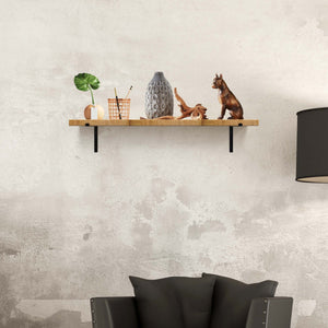 Foster Metal Shelf Bracket, Wall Mounted Shelving Brackets for Rustic Decors, Set of 2  (Black)