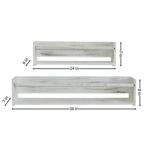 Wood Floating Wall Shelves Set of 2, Wall Shelves Organizer (White)