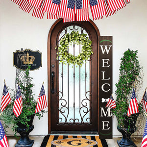 72in Outdoor Welcome Sign for Front Door with Dog Bone Paw, 6ft Brown Welcome Sign,Rustic Tall Welcome Sign for Front Porch Decor