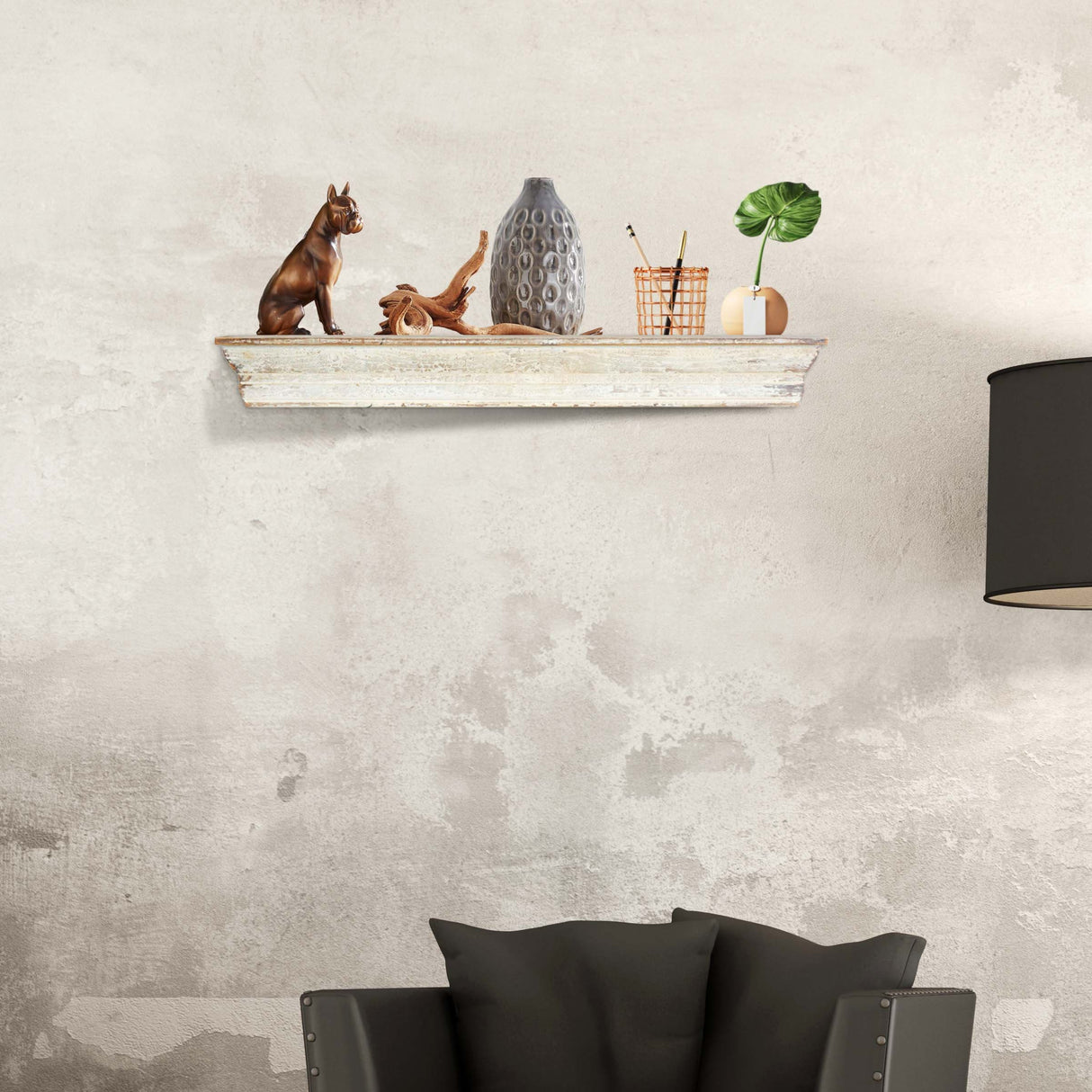 Distressed Ledge Shelf Large, Wall Shelves Organizer for Bedrooms, Hallways, Stairways, Entryways, Kitchens, and Bathrooms