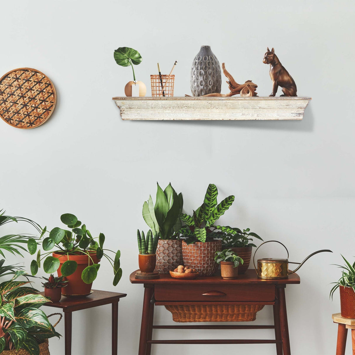 Distressed Ledge Shelf Large, Wall Shelves Organizer for Bedrooms, Hallways, Stairways, Entryways, Kitchens, and Bathrooms