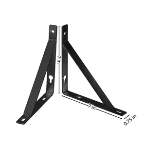 Foster Metal Triangle Shelf Bracket, Wall Mounted Shelving Brackets for Rustic Decors, Set of 2  (Black)