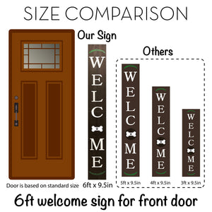 72in Outdoor Welcome Sign for Front Door with Dog Bone Paw, 6ft Brown Welcome Sign,Rustic Tall Welcome Sign for Front Porch Decor