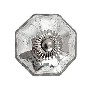 Mercury Glass Scallop Cabinet Knobs 6 Pack Knobs for Cabinets and Drawers, Closet Door Knobs, Drawer Pulls and Knobs with Mounting Screws