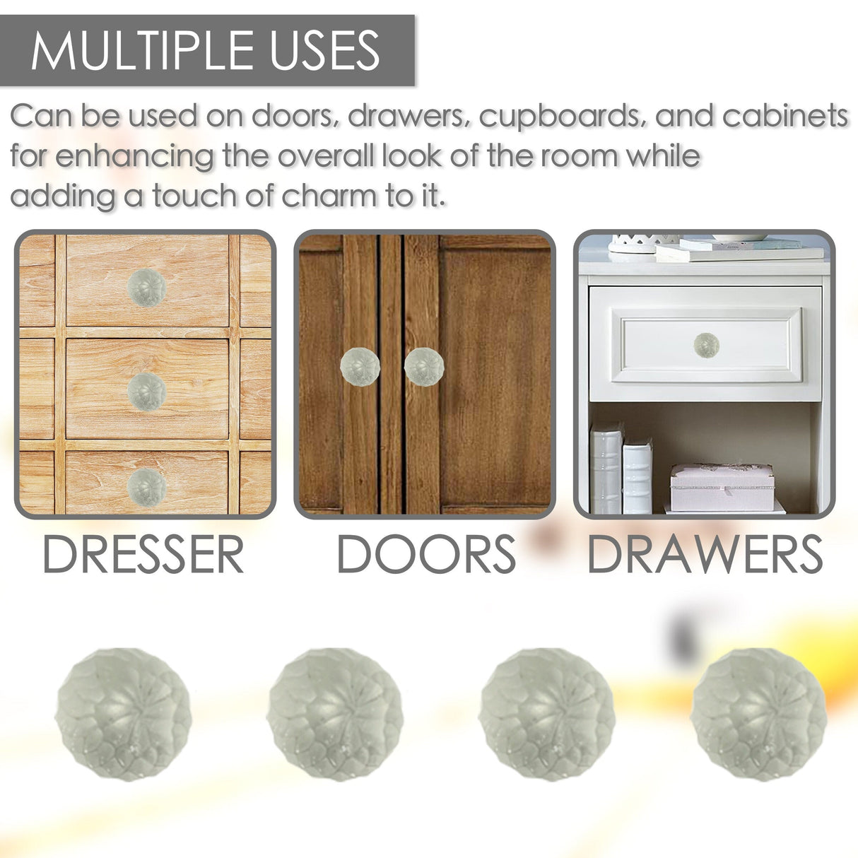 Frosted Glass Faceted Ball Cabinet Knobs 6 Pack Knobs for Cabinets and Drawers,Closet Door Knobs,Drawer Pulls and Knobs with Mounting Screws