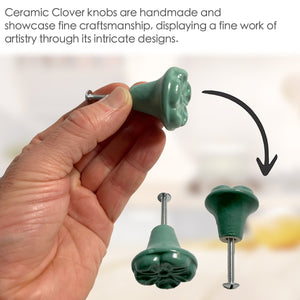 Ceramic Clover  Cabinet Knobs 6 Pack Knobs for Cabinets and Drawers, Closet Door Knobs, Drawer Pulls and Knobs with Mounting Screws