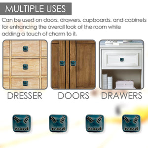 Ceramic Distressed Square Cabinet Knobs 6 Pack for Cabinets and Drawers, Closet Door Knobs, Drawer Pulls and Knobs with Mounting Screws