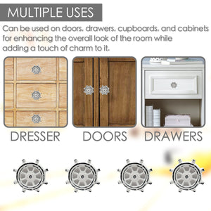 Cast Iron Ship Helm Cabinet Knobs 6 Pack Knobs for Cabinets and Drawers, Closet Door Knobs, Drawer Pulls and Knobs with Mounting Screws