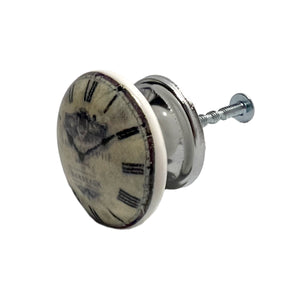 Ceramic Clock Face Cabinet Knobs 6 Pack Knobs for Cabinets and Drawers, Closet Door Knobs, Drawer Pulls and Knobs with Mounting Screws