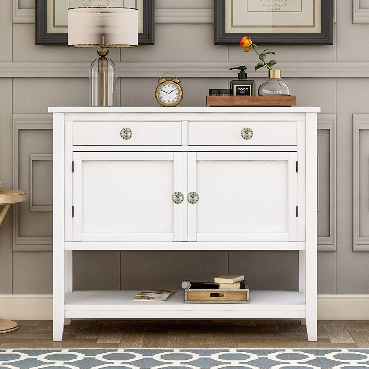 Ceramic Clock Face Cabinet Knobs 6 Pack Knobs for Cabinets and Drawers, Closet Door Knobs, Drawer Pulls and Knobs with Mounting Screws