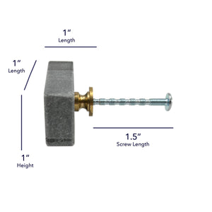 Stone Brick Cabinet Knobs 6 Pack Knobs for Cabinets and Drawers, Closet Door Knobs, Drawer Pulls and Knobs with Mounting Screws (Grey)