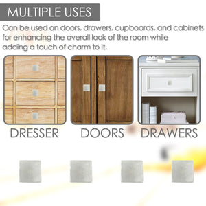 Stone Square Cabinet Knobs 6 Pack Knobs for Cabinets and Drawers, Closet Door Knobs, Drawer Pulls and Knobs with Mounting Screws (White)
