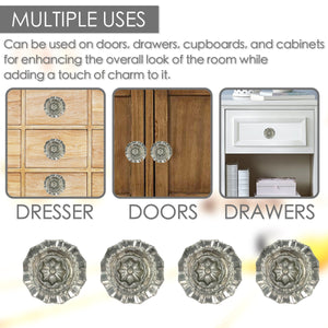 Glass Faceted Cabinet Knobs 6 Pack Knobs for Cabinets and Drawers, Closet Door Knobs, Drawer Pulls and Knobs with Mounting Screws