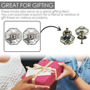 Mercury Glass Scallop Cabinet Knobs 6 Pack Knobs for Cabinets and Drawers, Closet Door Knobs, Drawer Pulls and Knobs with Mounting Screws