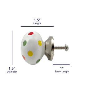 Ceramic Polka Dot Ball  Cabinet Knobs 6 Pack Knobs for Cabinets and Drawers, Closet Door Knobs, Drawer Pulls and Knobs with Mounting Screws
