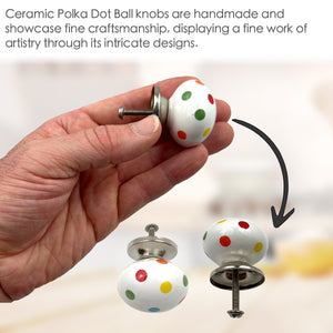 Ceramic Polka Dot Ball  Cabinet Knobs 6 Pack Knobs for Cabinets and Drawers, Closet Door Knobs, Drawer Pulls and Knobs with Mounting Screws