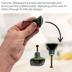 Ceramic Distressed Square Cabinet Knobs 6 Pack Knobs for Cabinets and Drawers,Closet Door Knobs, Drawer Pulls and Knobs with Mounting Screws
