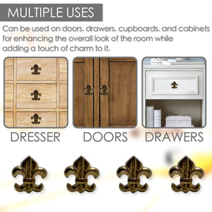 Brass Fleur De Lis Cabinet Knobs 6 Pack Knobs for Cabinets and Drawers, Closet Door Knobs, Drawer Pulls and Knobs with Mounting Screws
