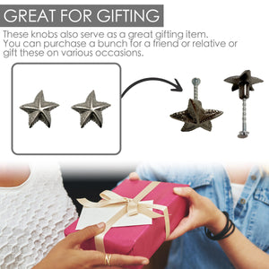 Cast Iron Starfish Cabinet Knobs 6 Pack Knobs for Cabinets and Drawers, Closet Door Knobs, Drawer Pulls and Knobs with Mounting Screws