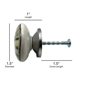 Ceramic Clock Face Cabinet Knobs 6 Pack Knobs for Cabinets and Drawers, Closet Door Knobs, Drawer Pulls and Knobs with Mounting Screws