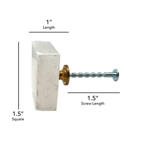 Stone Square Cabinet Knobs 6 Pack Knobs for Cabinets and Drawers, Closet Door Knobs, Drawer Pulls and Knobs with Mounting Screws (White)