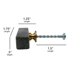 Stone Rectangle Cabinet Knobs 6 Pack Knobs for Cabinets and Drawers, Closet Door Knobs, Drawer Pulls and Knobs with Mounting Screws (Gray)