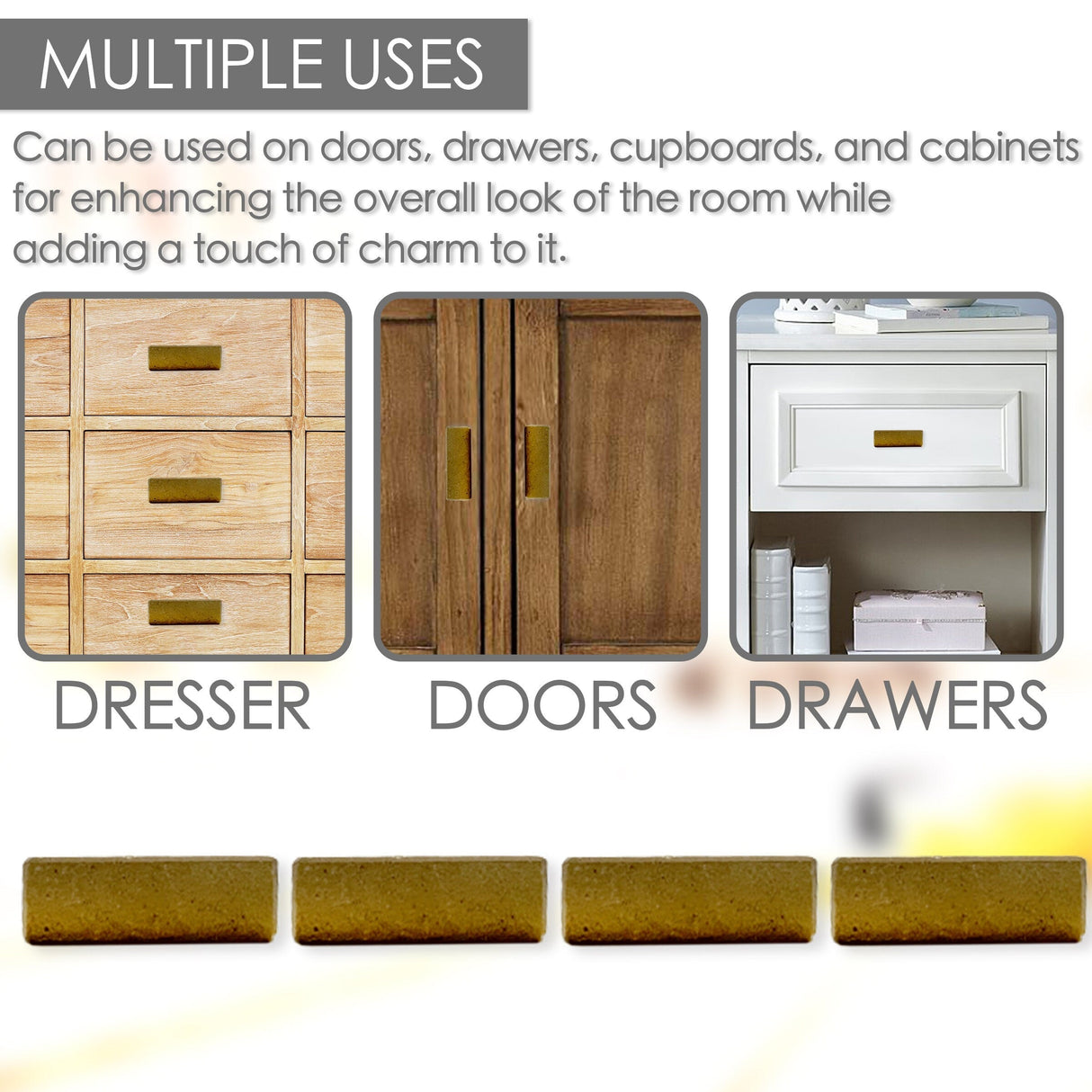 Stone Rectangle Cabinet Knobs 6 Pack Knobs for Cabinets and Drawers, Closet Knobs, Drawer Pulls and Knobs with Mounting Screws (Ocher Brown)