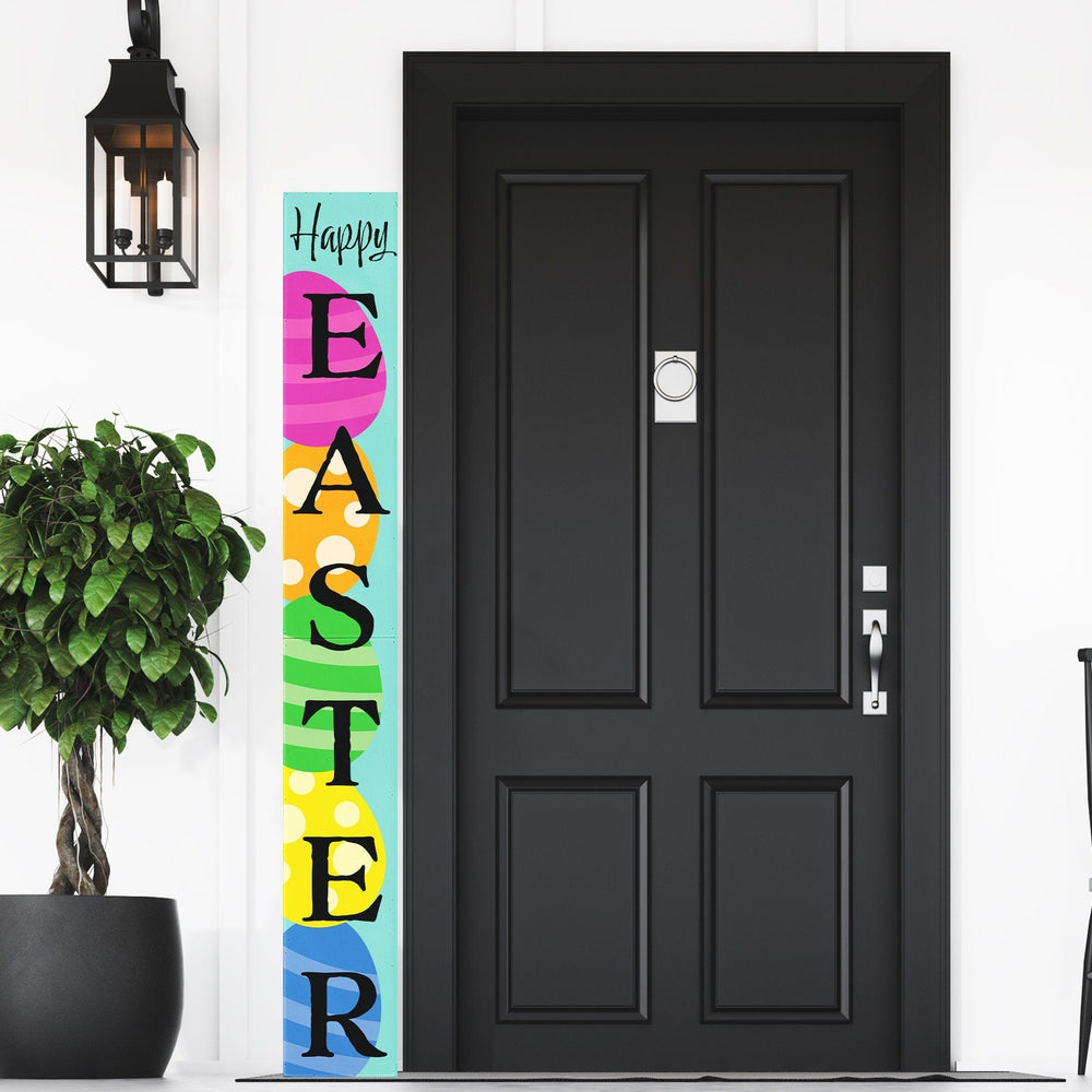 72in Happy Easter Porch Sign - Easter Decor Sign, Home Front Door Yard Party Decor, Folding Sign, Turquoise, Farmhouse Party Decor