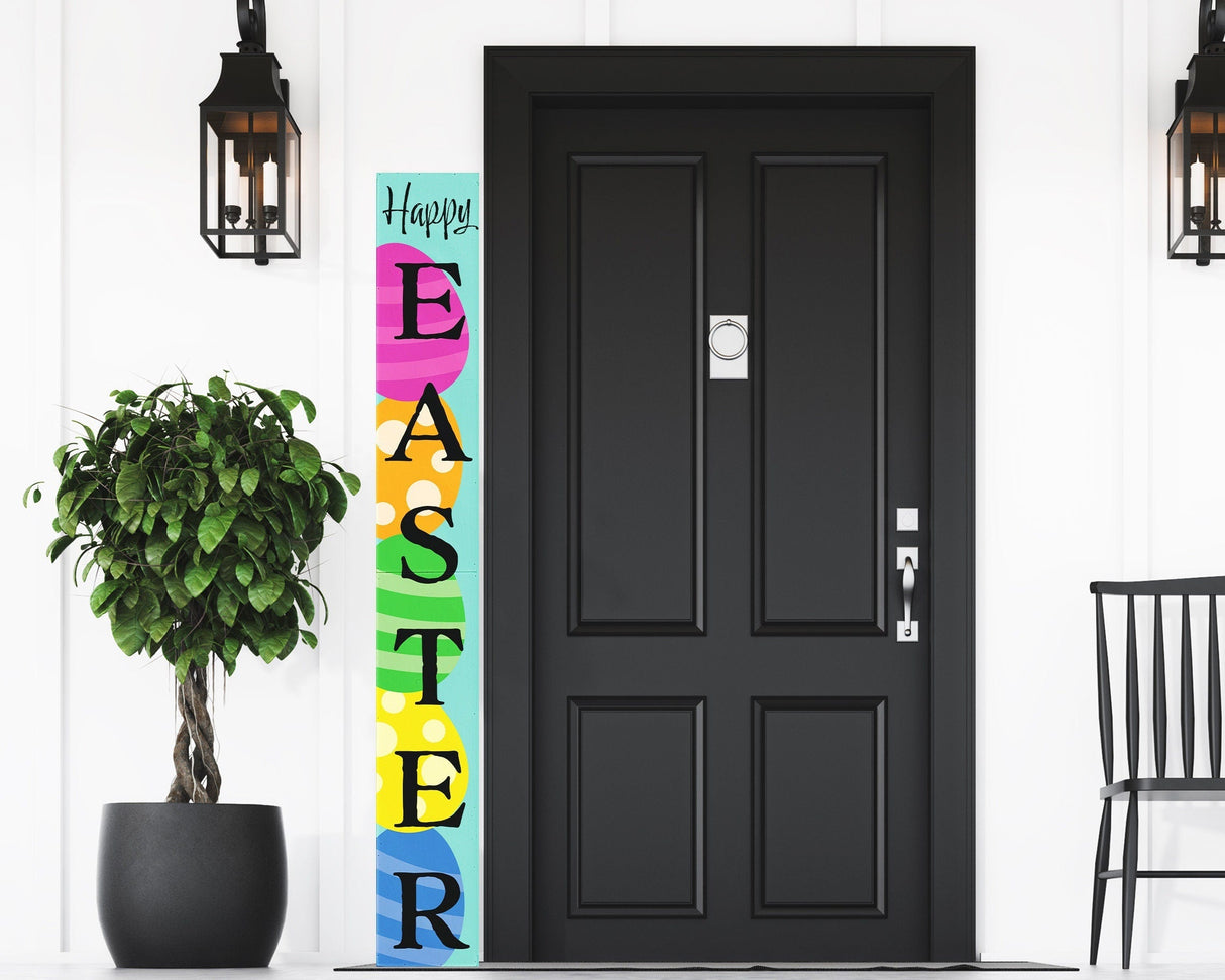 72in Happy Easter Porch Sign - Easter Decor Sign, Home Front Door Yard Party Decor, Folding Sign, Turquoise, Farmhouse Party Decor