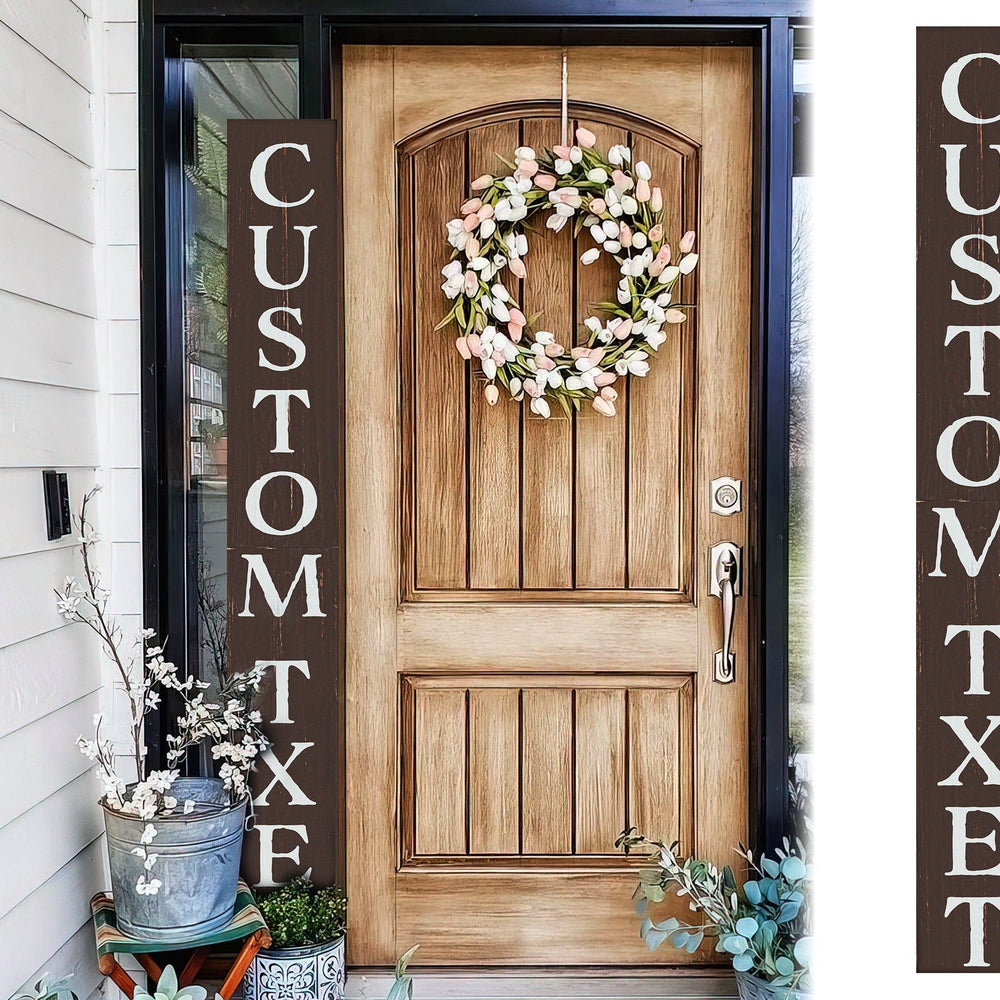 72in Personalized Text Porch Sign - Brown Farmhouse Welcome Sign for Front Door, Ideal Housewarming Gift, and Porch Decor
