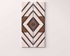 Farmhouse Home Decor Wooden Art Diamond Sign, Wood Geometric Wall Hanging Boho Wall Art Prints on Wood for Apartment Bedroom Living Room