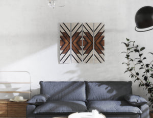 36in Wall Decor Wooden Art - Geometric Pattern Wood Wall Hanging, Boho Wall Art Prints for Apartment, Bedroom, Living Room