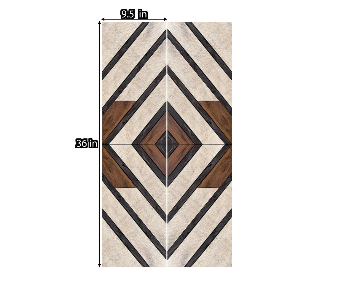 Farmhouse Home Decor Wooden Art Diamond Sign, Wood Geometric Wall Hanging Boho Wall Art Prints on Wood for Apartment Bedroom Living Room