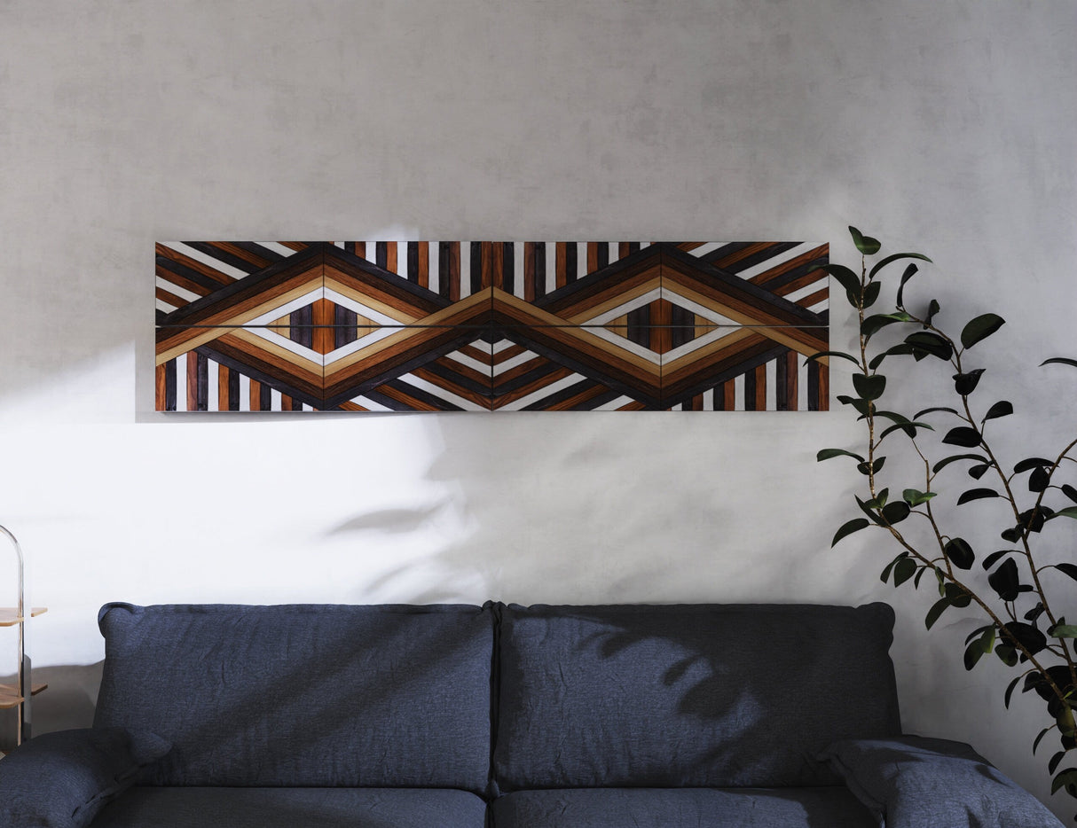 36in Wall Decor Wooden Art Geometric Pattern Wood Wall Hanging, Boho Wall Art Prints for Apartment, Bedroom, Living Room