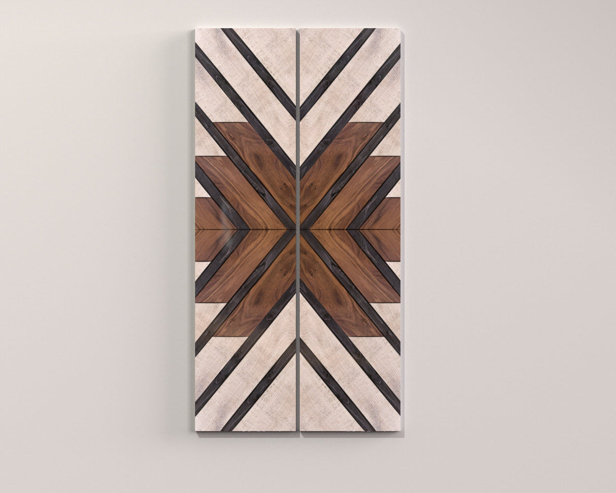 36in Wall Decor Wooden Art - Geometric Pattern Wood Wall Hanging, Boho Wall Art Prints for Apartment, Bedroom, Living Room