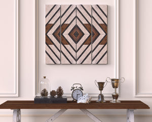 Farmhouse Home Decor Wooden Art Diamond Sign, Wood Geometric Wall Hanging Boho Wall Art Prints on Wood for Apartment Bedroom Living Room