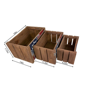Wood American Flag Crate Set of 3 - Decorative Storage for Home Organization