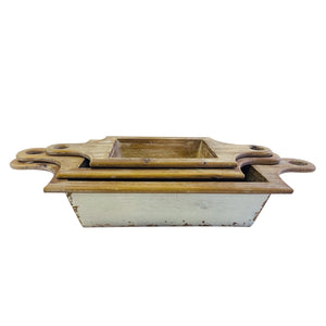 Set of 3 Wood Bowls with Handles