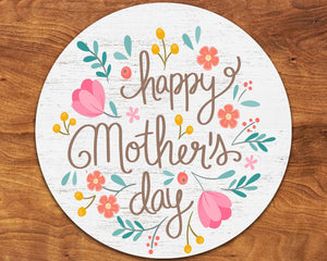 12IN Happy Mother's Day Round Wood Wall Hanging Sign