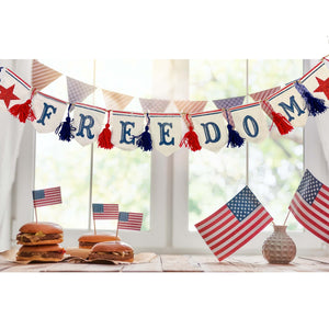 Freedom Hanging Banner  Patriotic American Flag Wall Decor for 4th of July Holidays
