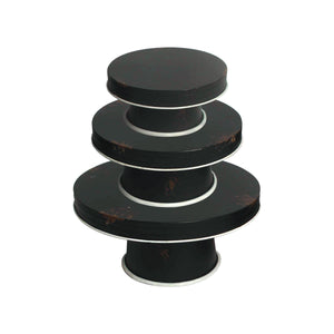 Black Distressed Enamel Pedestal Server Set - 3 Piece Farmhouse Decor