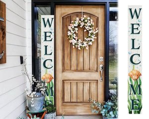 72in Outdoor Coastal "Welcome" Sign with Shell Pattern - Large Summer Front Door Porch Decor for Farmhouse Home Decorations