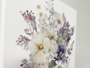 12in Spring Floral Paint Set of 3 - Watercolor Spring Flowers, Purple Watercolor Flowers Paint Wall Art