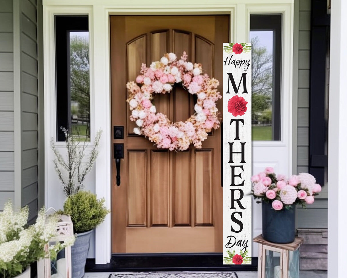 72IN Rustic Welcome Sign for Porch/Patio Decor - Mother's Day Wooden Porch Sign Standing