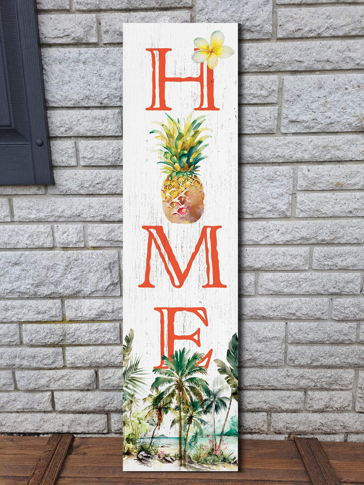 36in Tropical Summer Home Porch Sign for Front Door, Wooden 36-inch Entryway Decor, Vibrant Island-Themed Accent