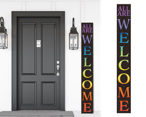 72in LGBT Welcome Sign | Front Door Porch Decor | Giant Brown Board | Inclusive Home Decoration