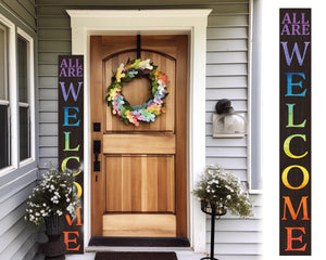 72in LGBT Welcome Sign | Front Door Porch Decor | Giant Brown Board | Inclusive Home Decoration