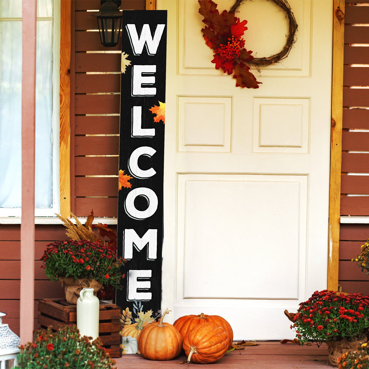 72in Fall Welcome Sign | Black Front Door Display | Perfect for Porch Decor | Ideal for Autumn Celebrations